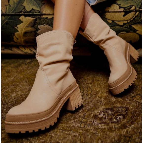NEW FREE PEOPLE mel slouch boot in bone leather - Picture 1 of 8